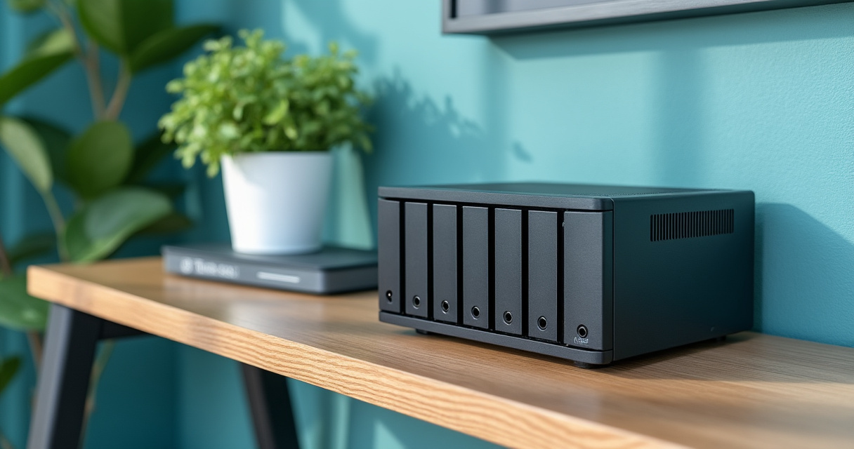 Lokaler NAS-Speicher und Cloud-Backup-Symbolik